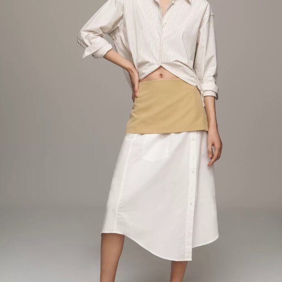 Anthropologie Maeve Layered Button Shirttail Midi Skirt Size Large - Picture 1 of 6
